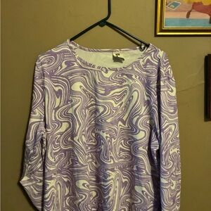 Lucy & Yak Purple & White Swirl Long Sleeve Top
